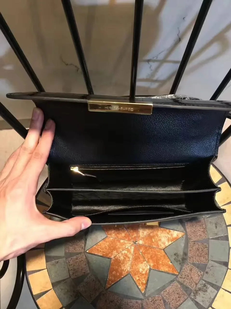 Hermes Constance 24 Pattern Crocodile Black
