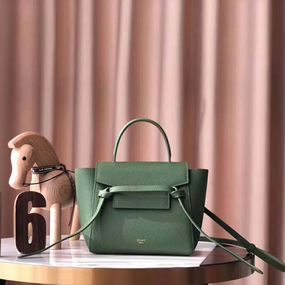 Celine Nano Belt Bag in Grained Calfskin Bag for Women in Green