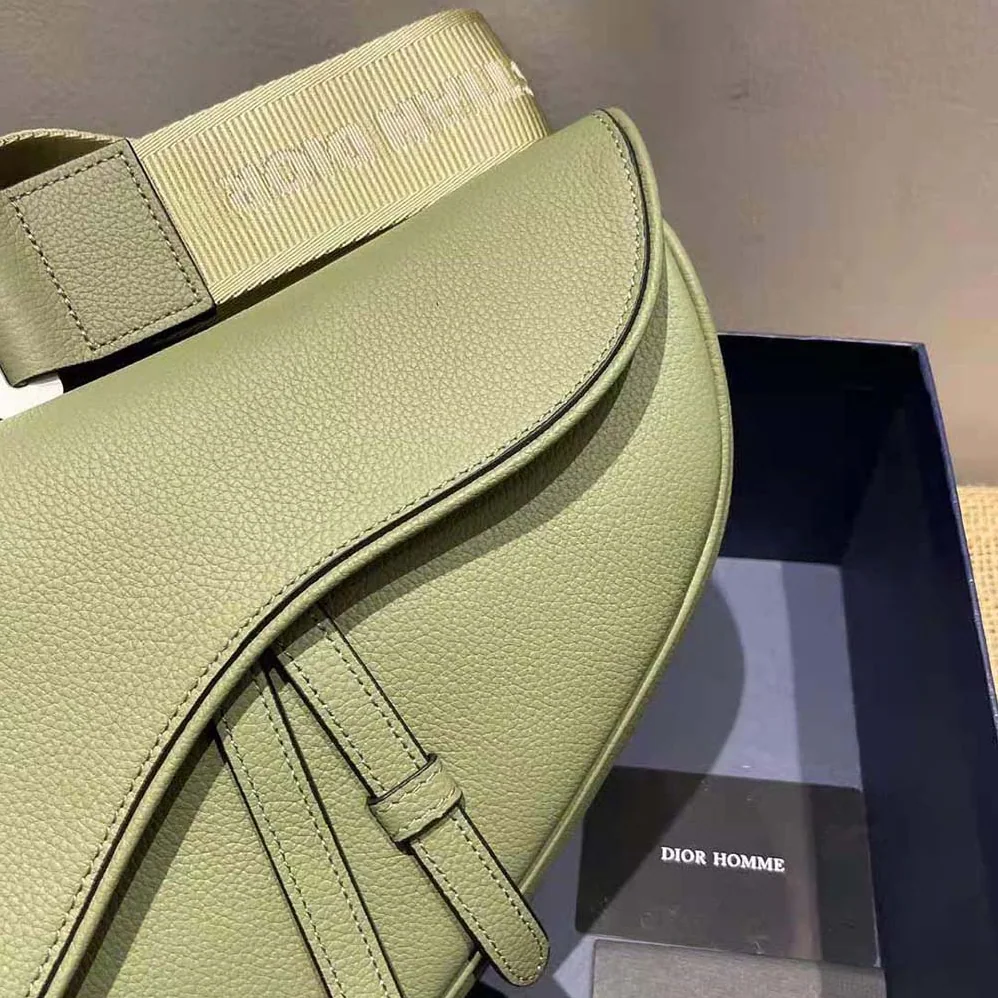 Dior Saddle Bag Khaki Grained Calfskin for Men Dior Saddle Bag Khaki Grained Calfskin for Men