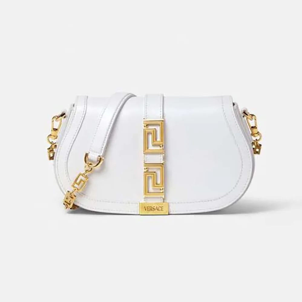 Versace Greca Goddess Shoulder Bag for Women in White Versace Greca Goddess Shoulder Bag for Women in White