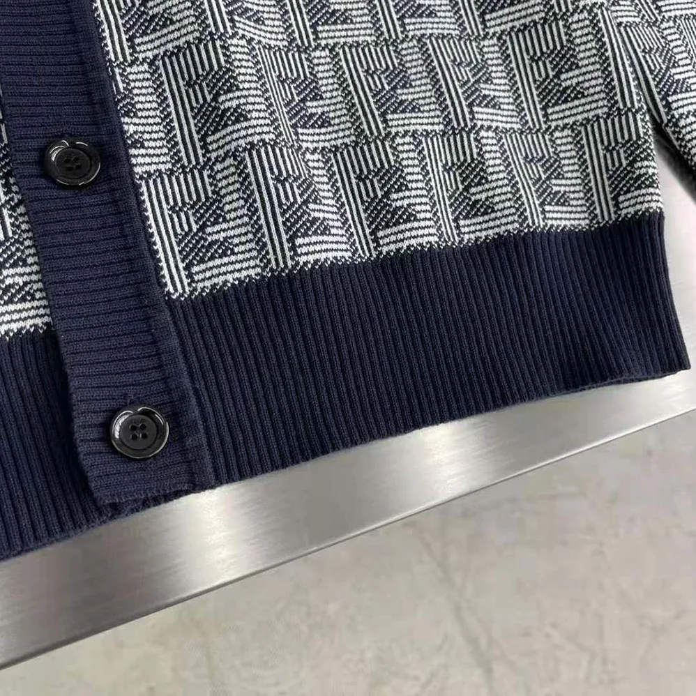 Fendi Blue Wool Cardigan-FZC491APJHF0QB0 for Men