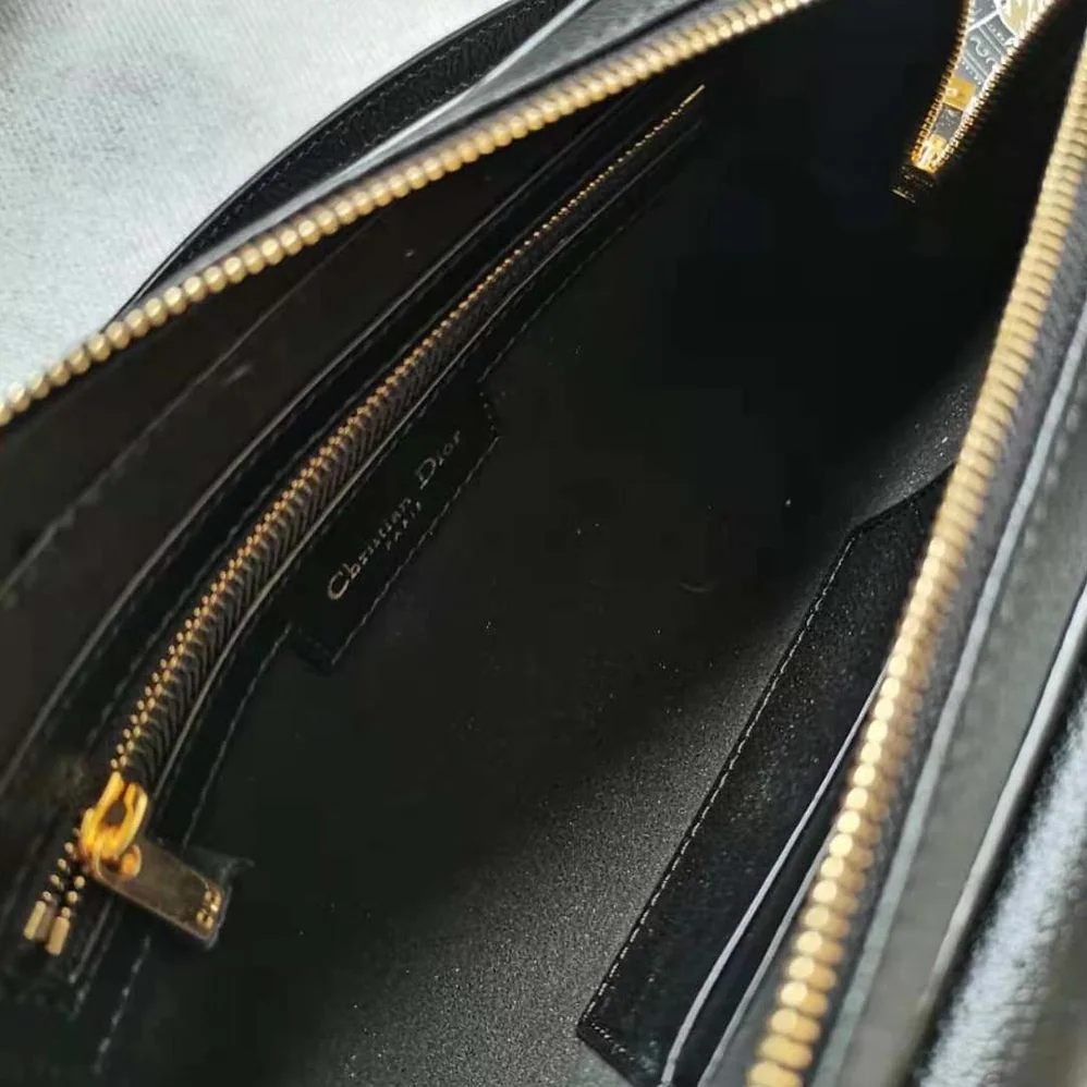 Dior Saddle Double Pouch Goatskin for Women in Black