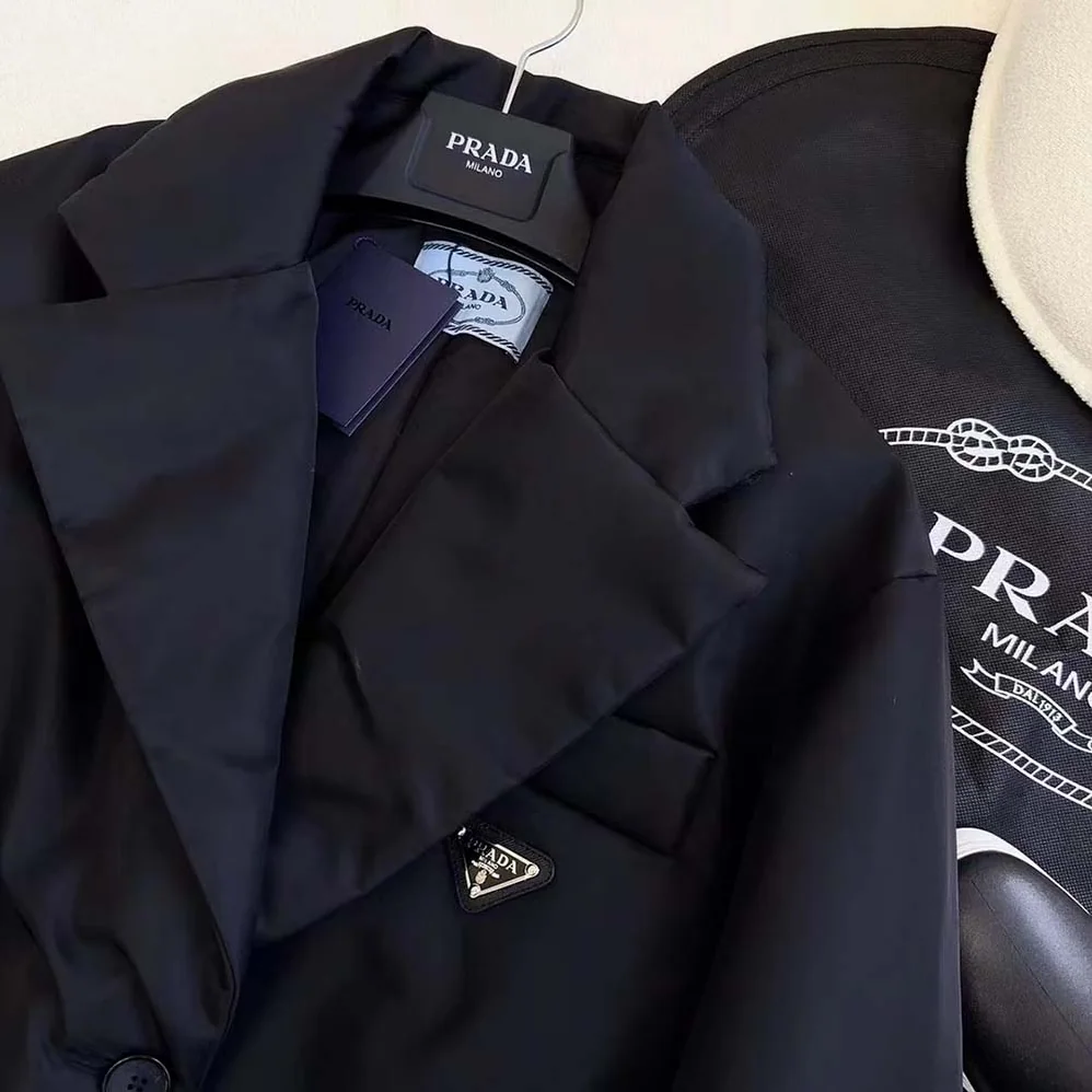 Prada Re-Nylon Gabardine Puffer Jacket for Women in Black