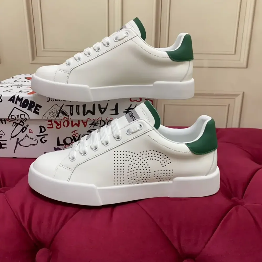 Dolce Gabbana D&G Calfskin Portofino Sneakers for Unisex in White Dolce Gabbana D&G Calfskin Portofino Sneakers for Unisex in White