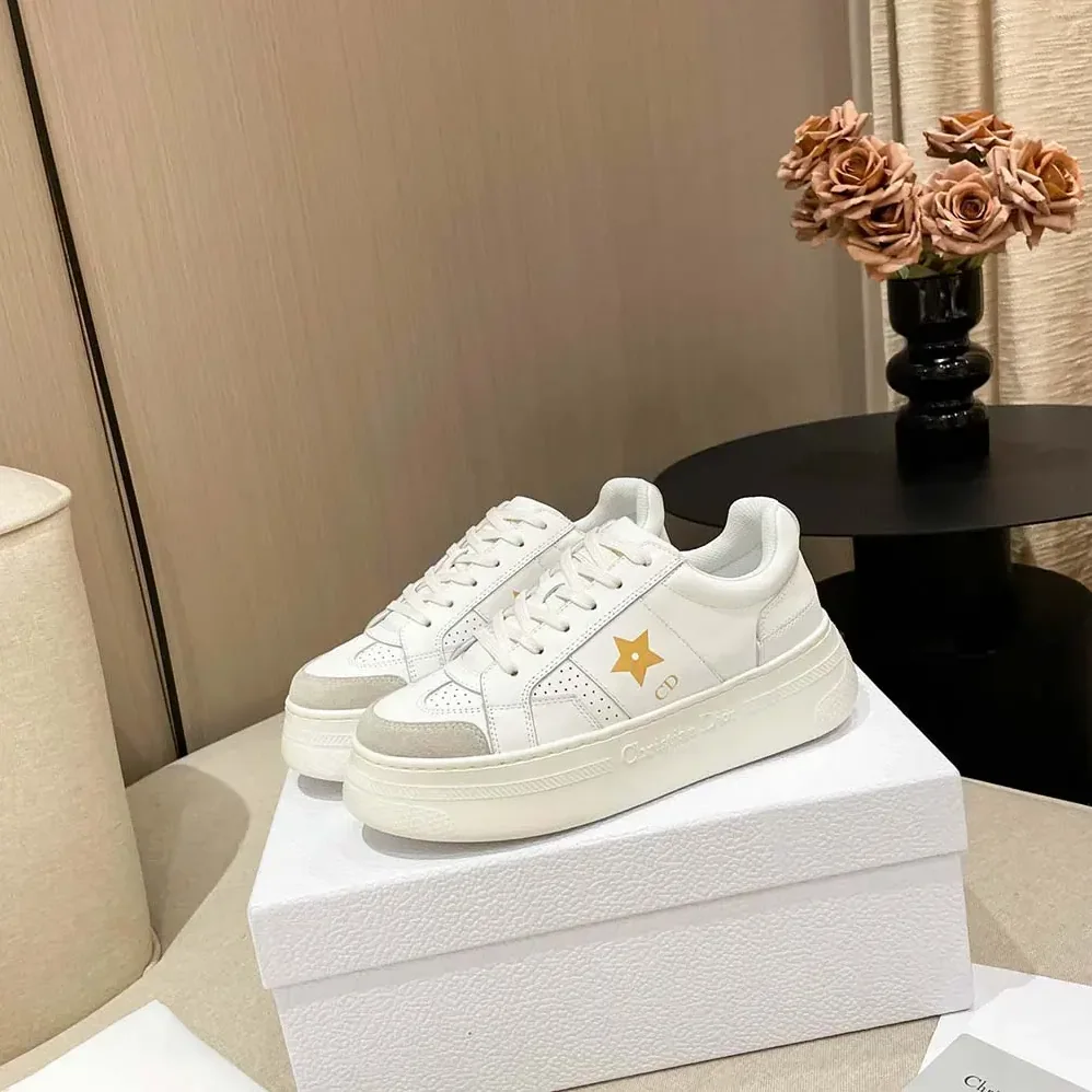 Dior Dior Star Platform Sneaker White Calfskin and Suede for Women Dior Dior Star Platform Sneaker White Calfskin and Suede for Women