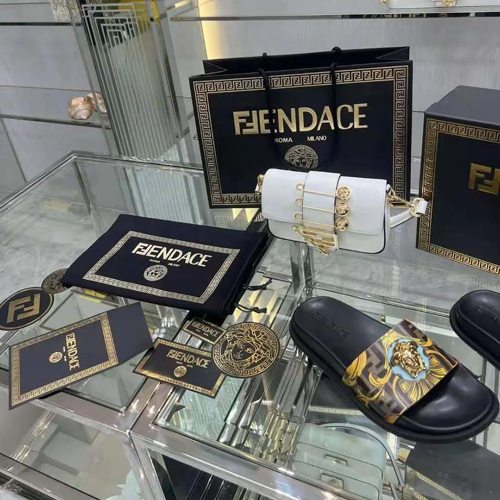 Versace Fendace wild Baroque Sliders for Unisex in Black