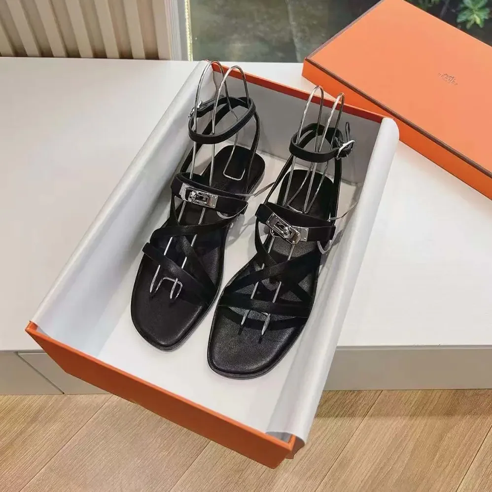 Hermes June Sandal in Calfskin-Black H242104Zv02360 for Women Hermes June Sandal in Calfskin-Black H242104Zv02360 for Women
