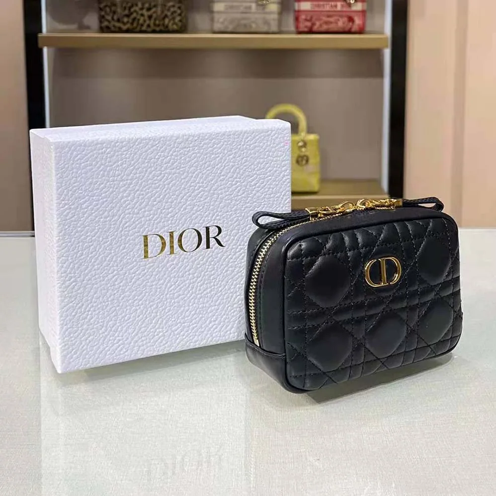 Dior Small Dior Caro Zipped Pouch Black Cannage Lambskin for Women Dior Small Dior Caro Zipped Pouch Black Cannage Lambskin for Women