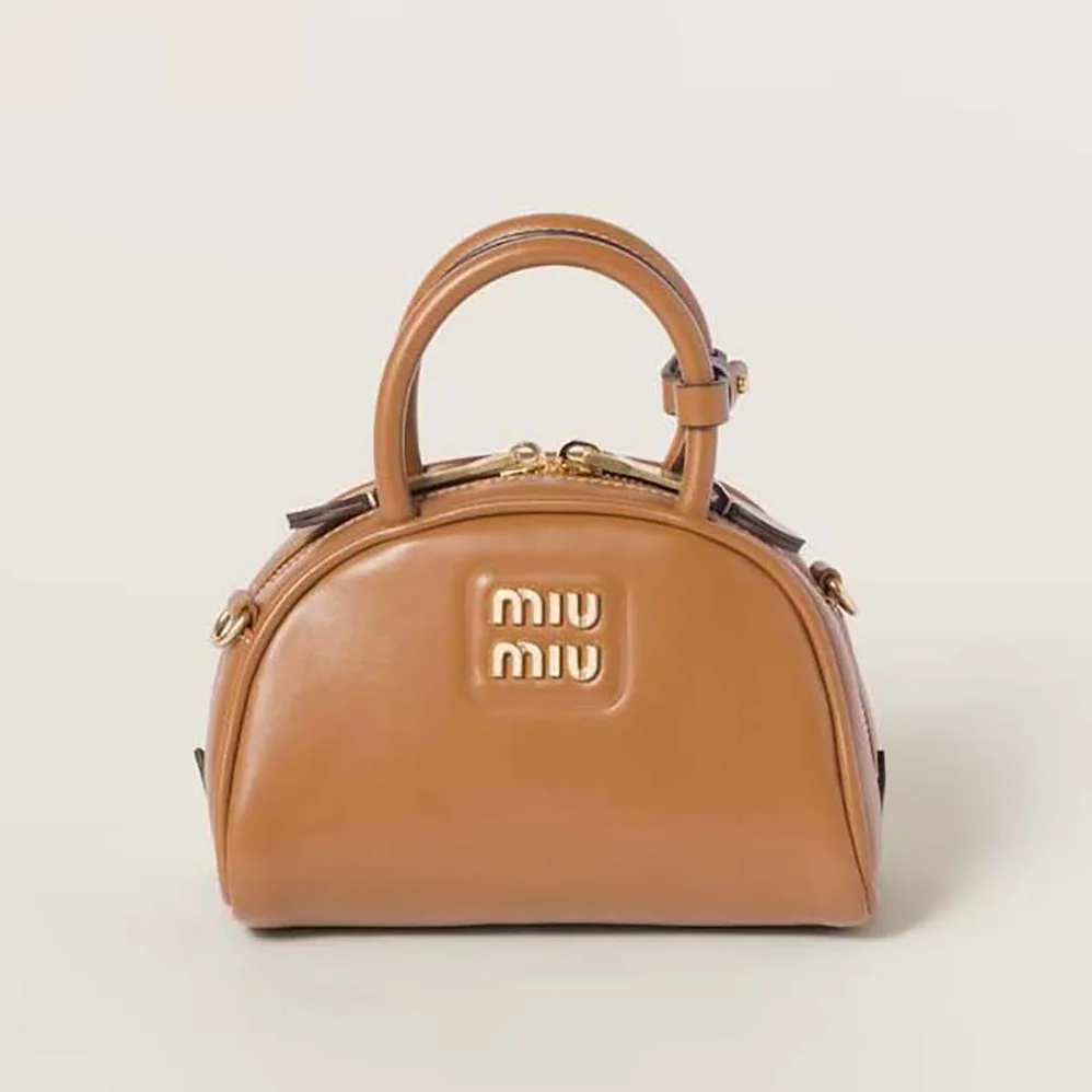 Miu Miu Mini Leather Top-handle Bag for Women in Brown