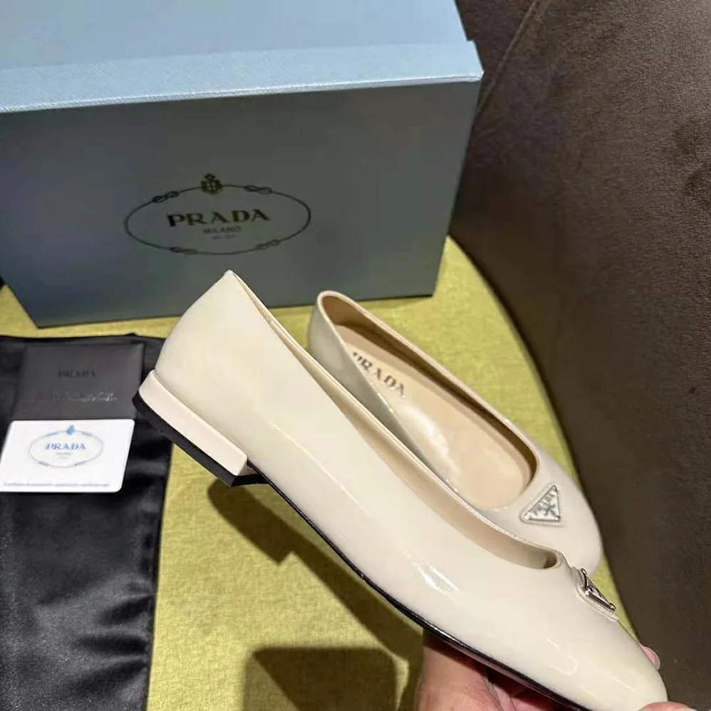 Prada Patent Leather Ballerinas for Women in White