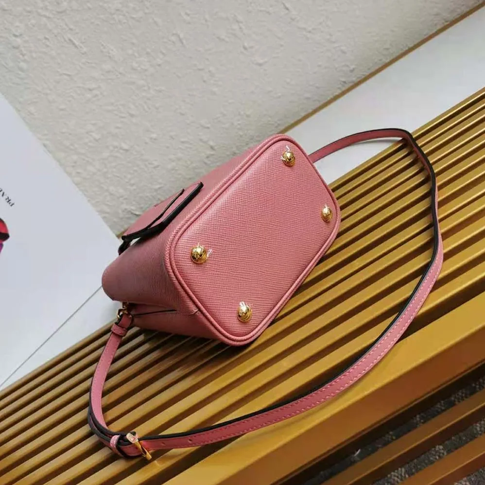 Prada Small Saffiano Leather Prada Panier Bag for Women in Pink Prada Small Saffiano Leather Prada Panier Bag for Women in Pink