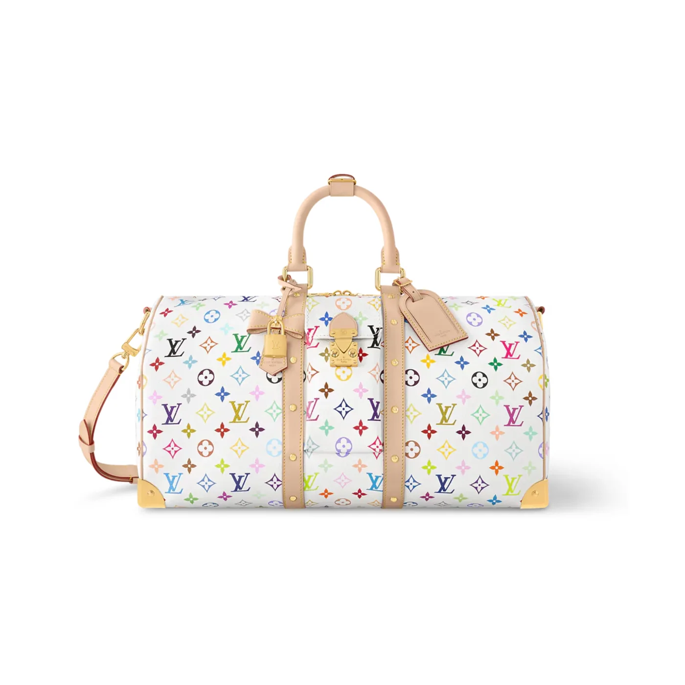 Louis Vuitton LV x TM Keepall Bandouliere 45 Travel Bag in Multicoloured Gold Hardware Louis Vuitton LV x TM Keepall Bandouliere 45 Travel Bag in Multicoloured Gold Hardware