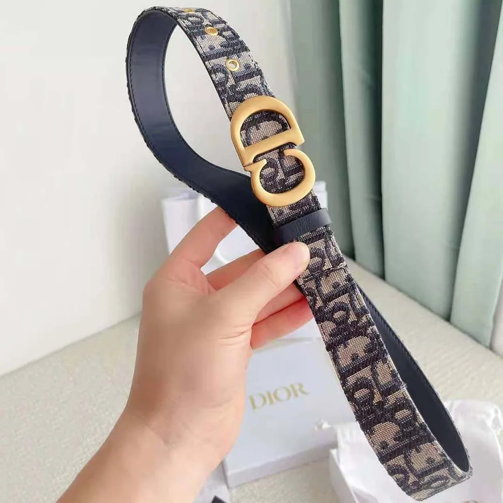Dior 30 Montaigne Belt Blue Dior Oblique Jacquard 35 MM for Women Dior 30 Montaigne Belt Blue Dior Oblique Jacquard 35 MM for Women