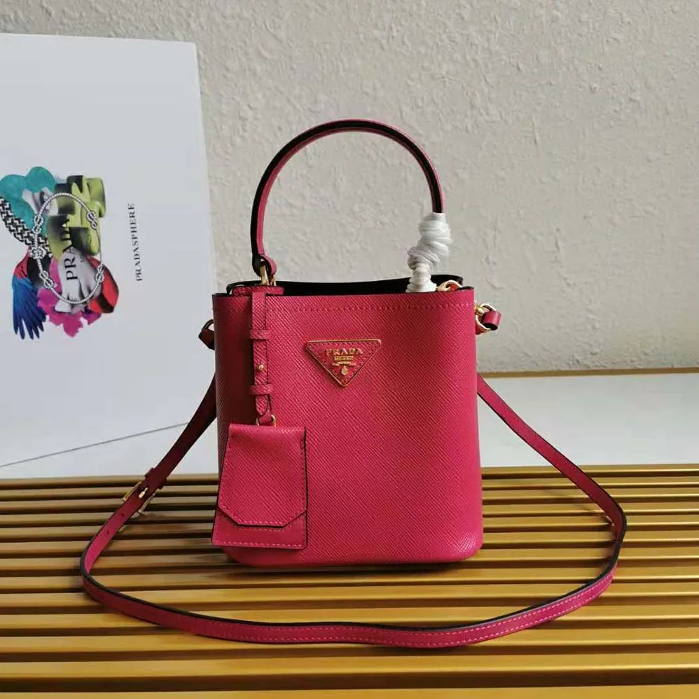 Prada Small Saffiano Leather Prada Panier Bag for Women in Rose Prada Small Saffiano Leather Prada Panier Bag for Women in Rose