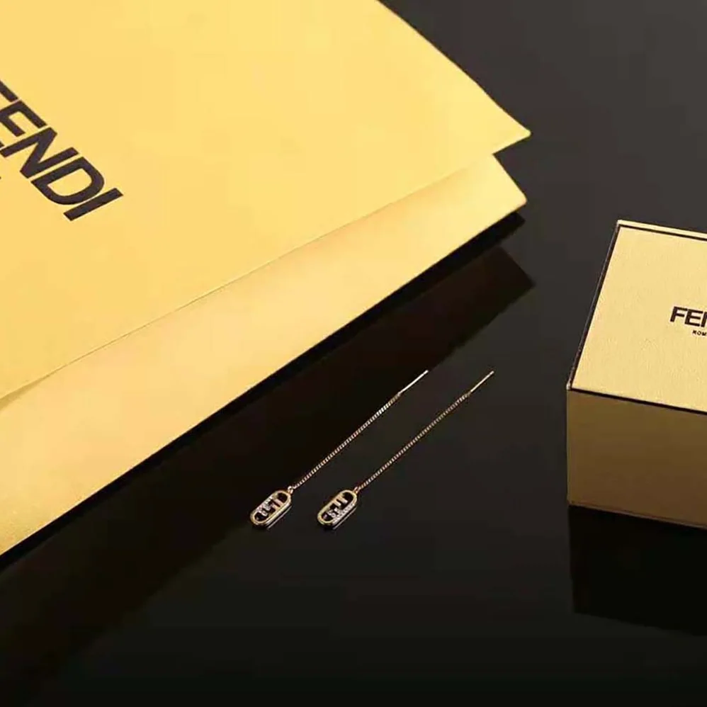 Fendi Fine Chain Earrings with Fendi O'Lock Pendant for Women Fendi Fine Chain Earrings with Fendi O'Lock Pendant for Women
