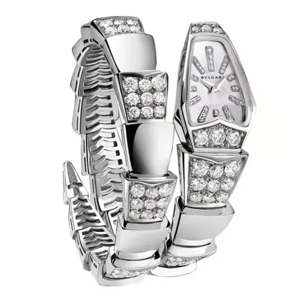 Bvlgari Serpenti Jewelry Watch Silver Toned White Dial