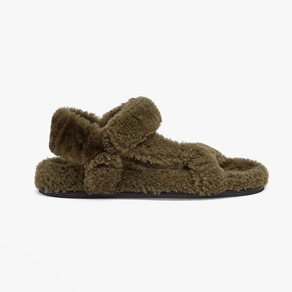 Fendi Feel Green Sheepskin Sandals for Women