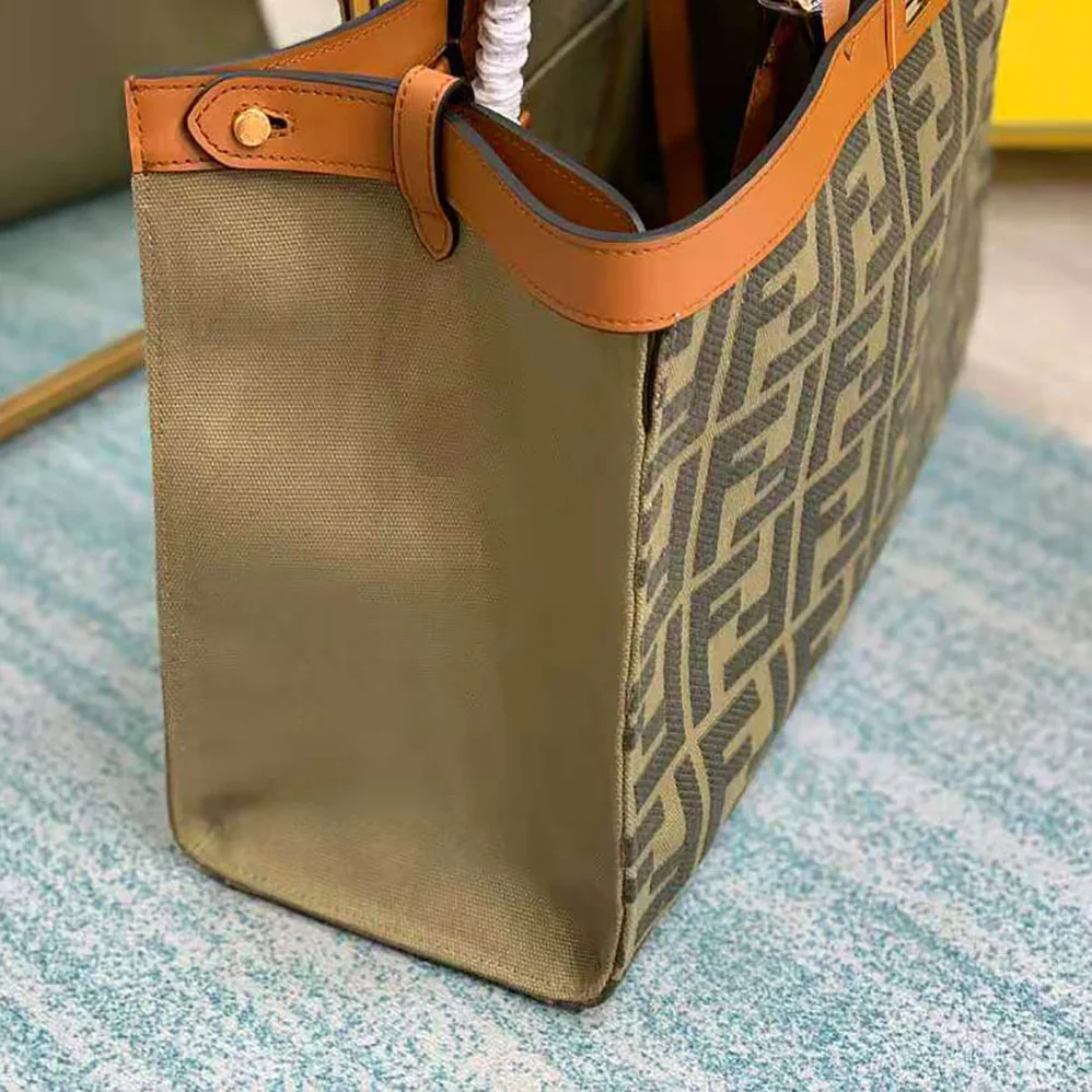 Fendi Peekaboo X for Women in Tote Green Canvas Bag Fendi Peekaboo X for Women in Tote Green Canvas Bag