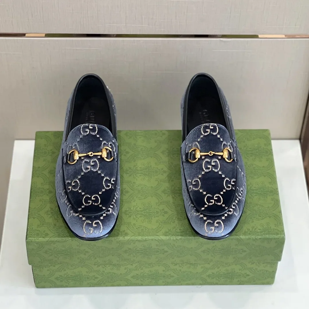 Gucci Jordan GG Velvet Loafer Blue