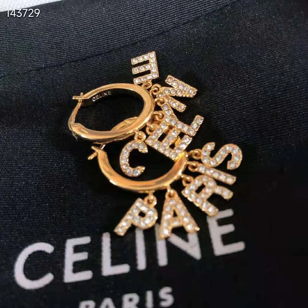 Celine Paris Hoops in Brass with Gold Finish and Crystals for Women Celine Paris Hoops in Brass with Gold Finish and Crystals for Women