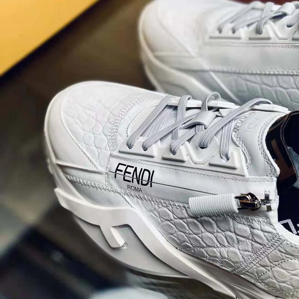 Fendi Sneakers White Caiman Low for Women in Tops