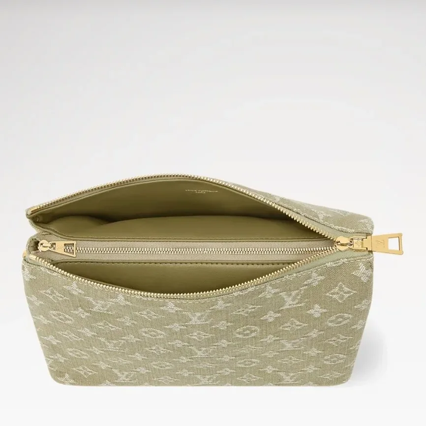 Louis Vuitton Coussin PM Shoulder Bag in Khaki Denim Gold Hardware