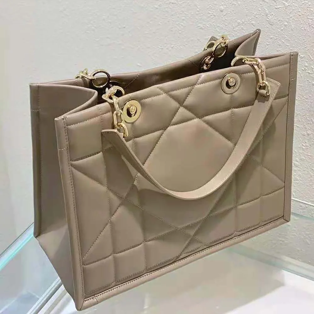 Dior Medium Dior Essential Tote Bag Hazelnut Archicannage Calfskin for Women