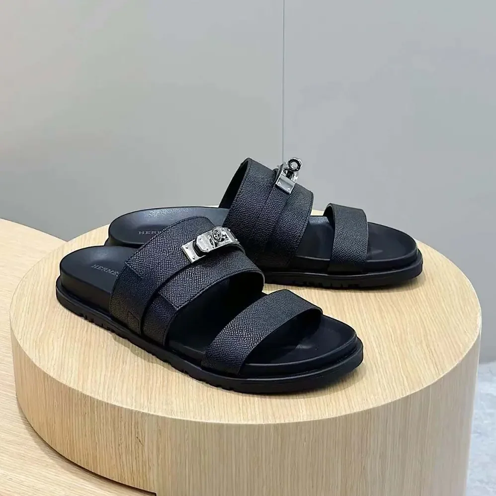 Hermes Jackson Sandal in Epsom Calfskin for Unisex in Black Hermes Jackson Sandal in Epsom Calfskin for Unisex in Black