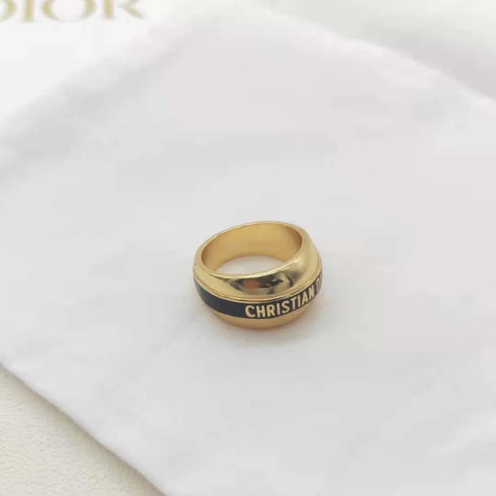 Dior Code Ring Gold-Finish Metal and Black Lacquer for Women