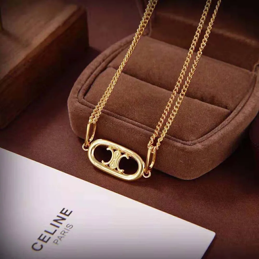 Celine Triomphe Necklace in Gold Brass for Women Celine Triomphe Necklace in Gold Brass for Women