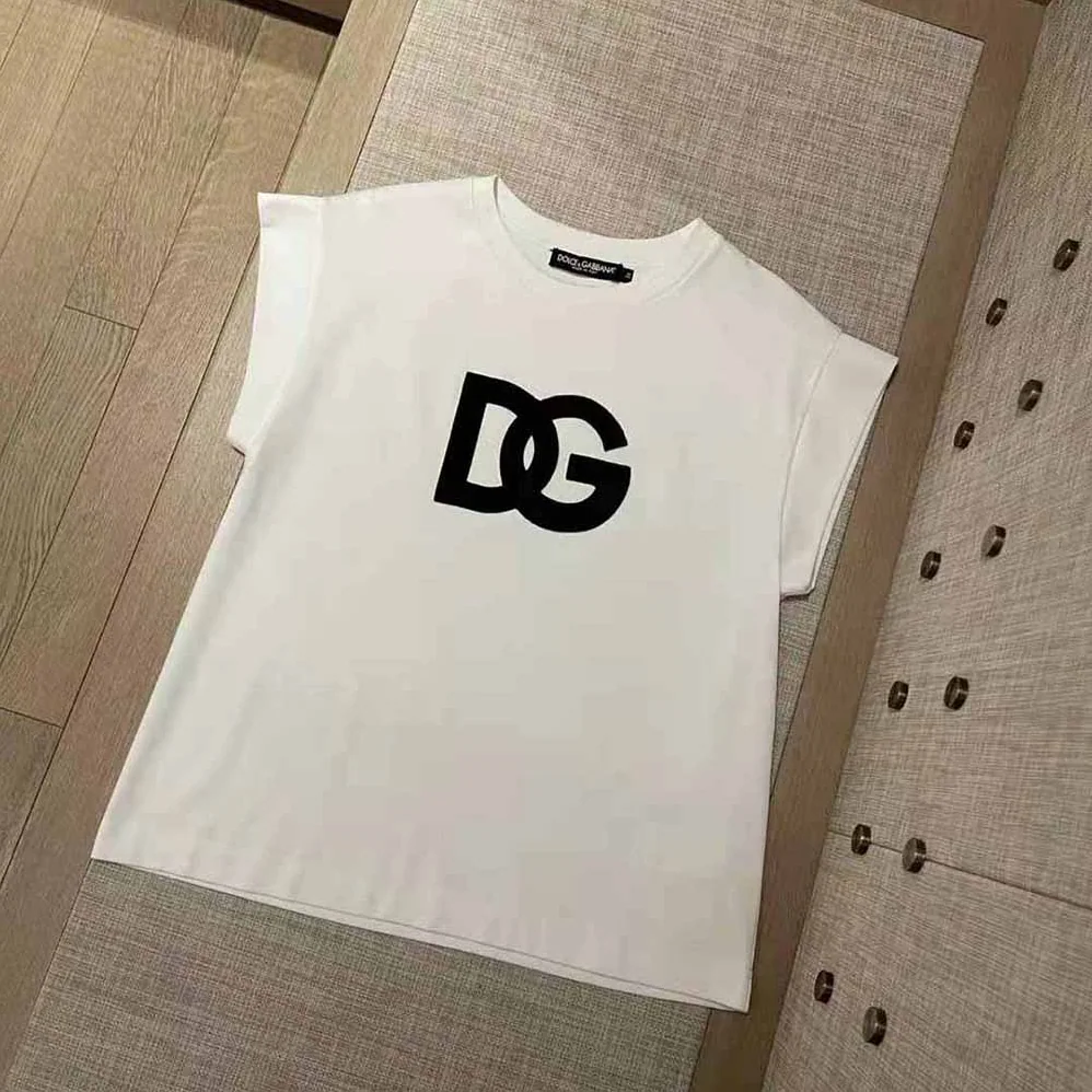 Dolce Gabbana D&G Lnterlock T-shirt with Satin DG Patch for Women