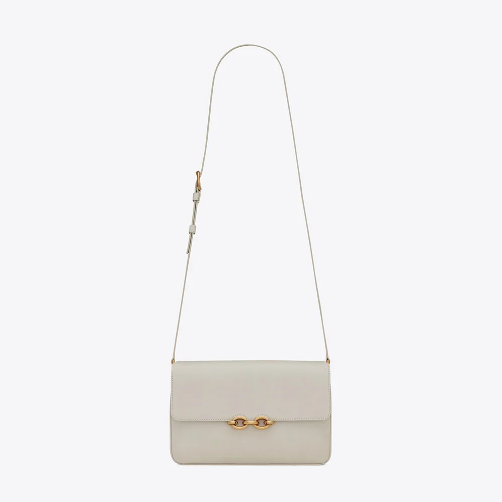 Saint Laurent YSL LE Maillon Satchel in Smooth Leather for Women in White Saint Laurent YSL LE Maillon Satchel in Smooth Leather for Women in White