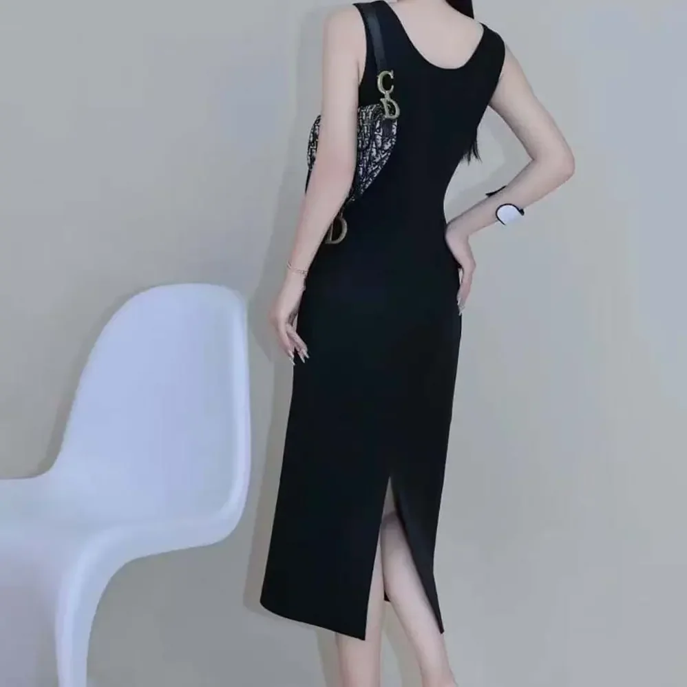 Prada Ribbed knit jersey Midi-dress for Women in Black