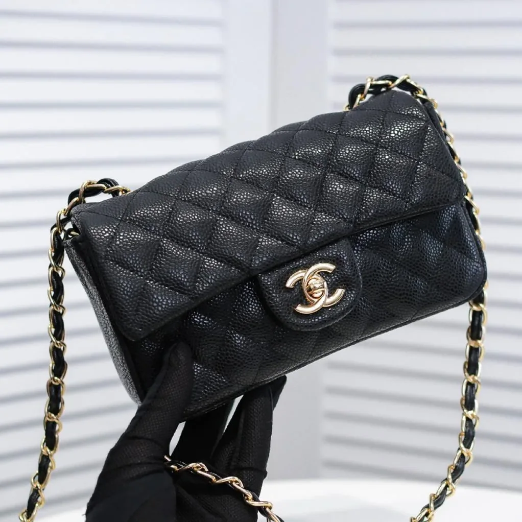 Chanel Classic Mini Crossbody Bag in Black Gold Hardware