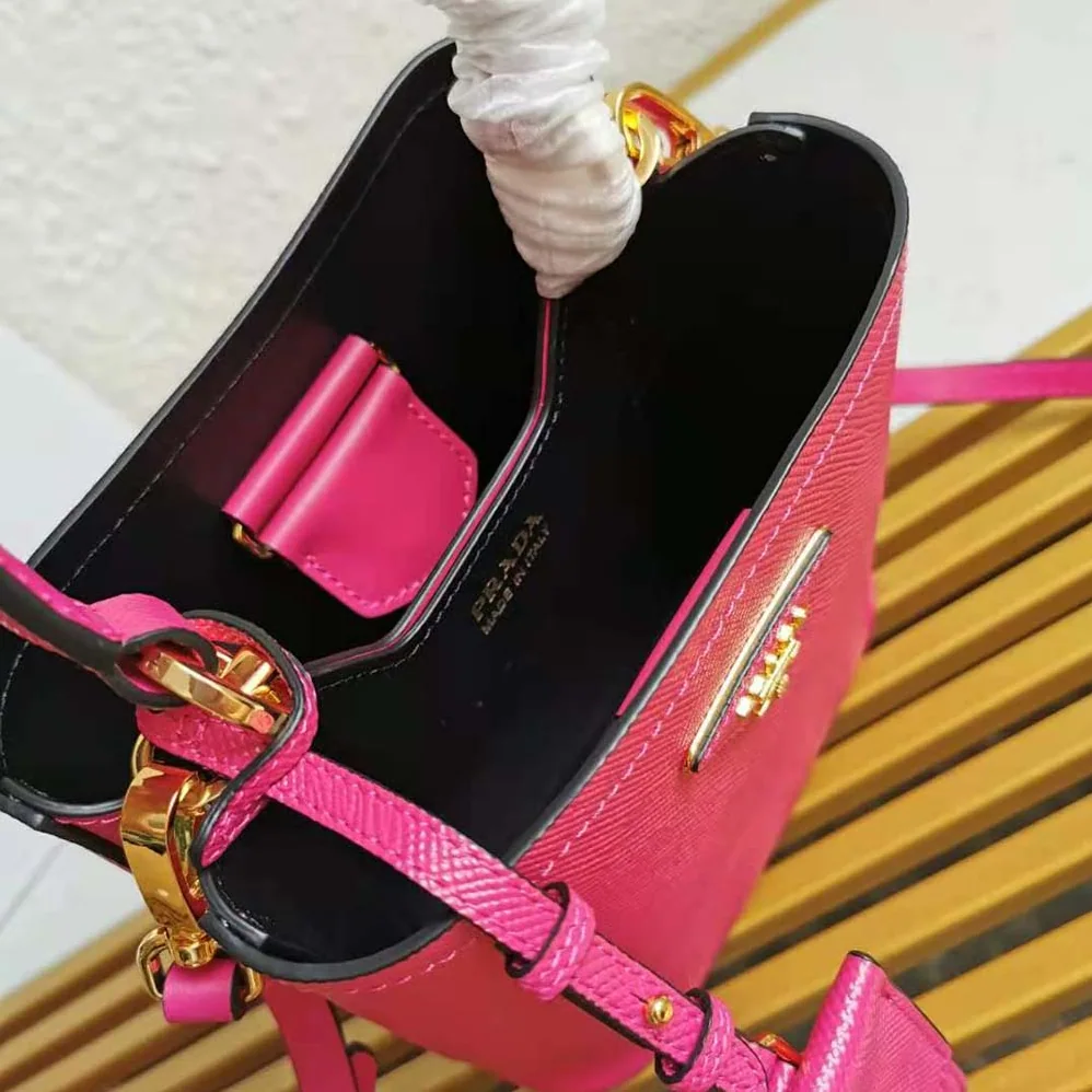 Prada Small Saffiano Leather Prada Panier Bag for Women in Rose Prada Small Saffiano Leather Prada Panier Bag for Women in Rose