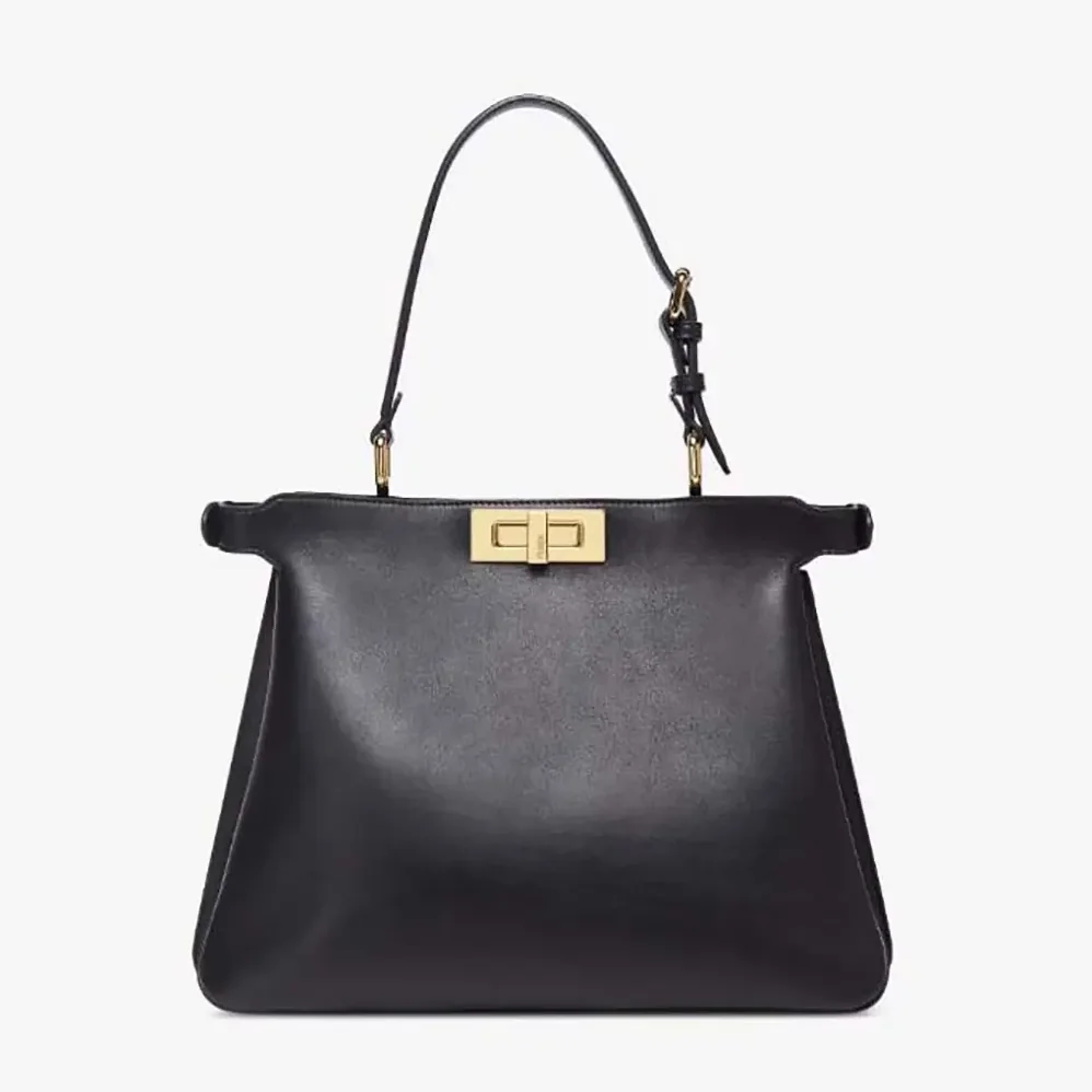 Fendi Peekaboo Soft Medium Black Leather Bag for Women