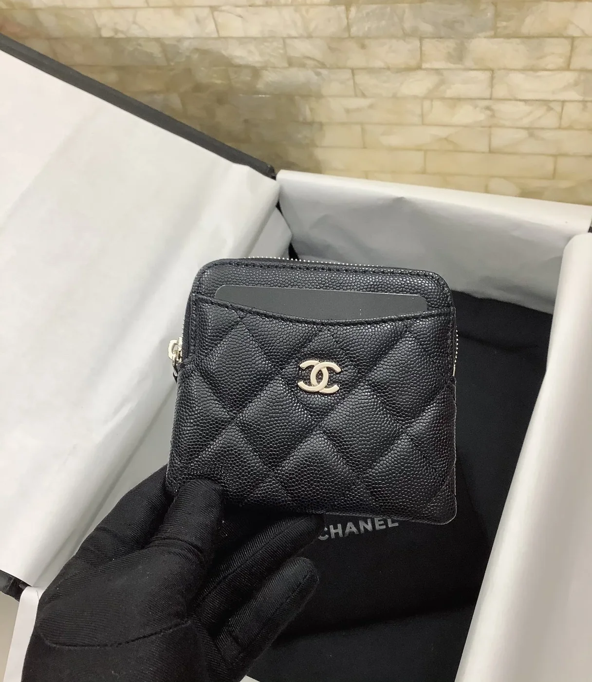 Chanel CO-CO Boy Flap Card Holder in Gold Hardware Black Chanel CO-CO Boy Flap Card Holder in Gold Hardware Black