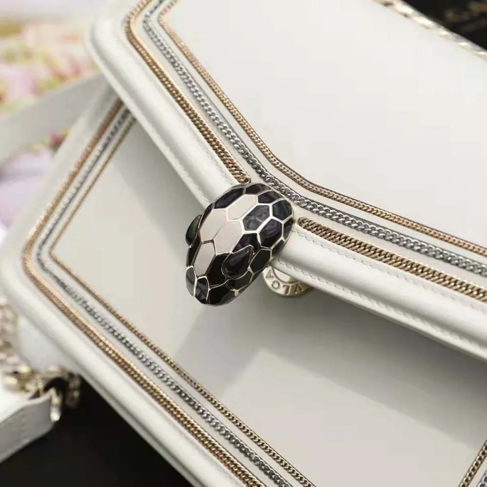Bvlgari Serpenti Diamond Blast Shoulder Bag for Women in White Bvlgari Serpenti Diamond Blast Shoulder Bag for Women in White