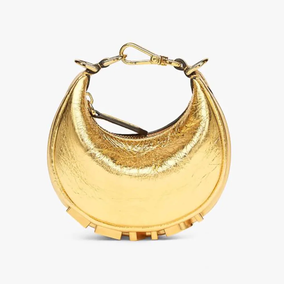 Fendi Nano Fendigraphy Gold Leather Charm for Women Fendi Nano Fendigraphy Gold Leather Charm for Women