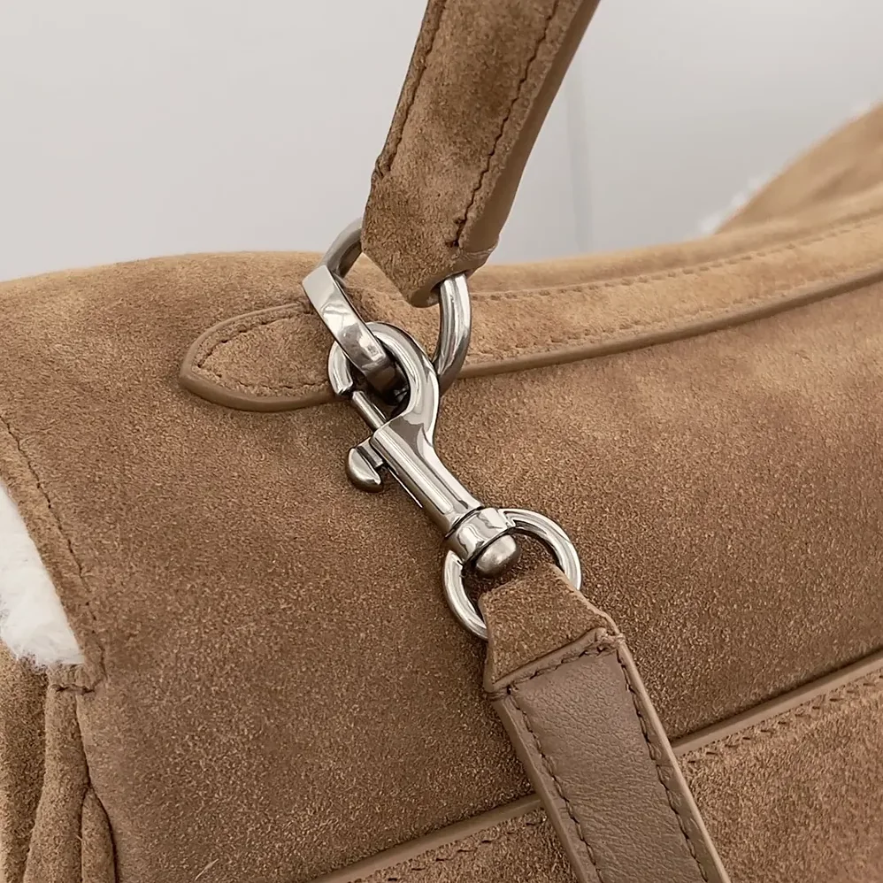 Balenciaga Rodeo Handbag Medium in Noce for Women in White Suede Calfskin Balenciaga Rodeo Handbag Medium in Noce for Women in White Suede Calfskin