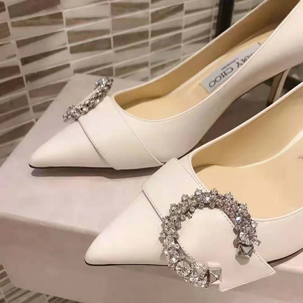Jimmy Choo Saresa 65 Latte Nappa Leather Pumps with Crystal Embellishment for Women Jimmy Choo Saresa 65 Latte Nappa Leather Pumps with Crystal Embellishment for Women