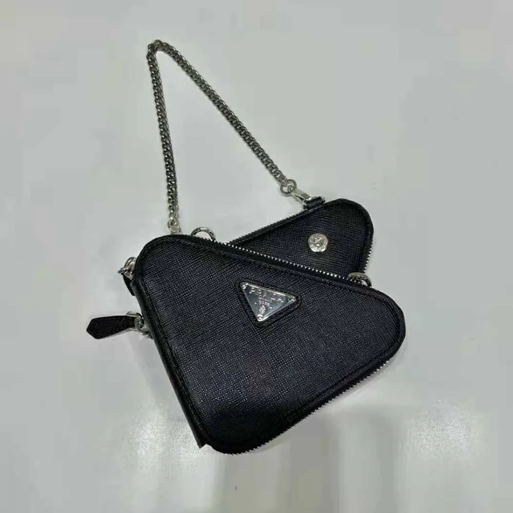 Prada Saffiano Leather Mini Pouch for Women in Black Prada Saffiano Leather Mini Pouch for Women in Black