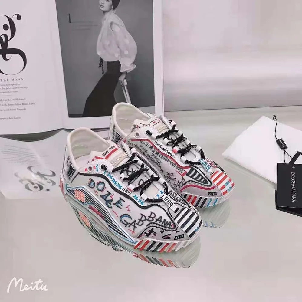 Dolce Gabbana D&G Mixed-Materials New York NS1 Slip for Unisex in on Sneakers Dolce Gabbana D&G Mixed-Materials New York NS1 Slip for Unisex in on Sneakers
