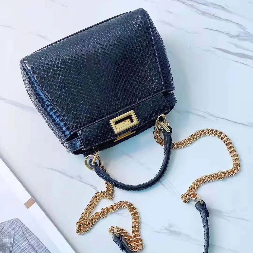 Fendi Peekaboo Iconic Mini Black Python Bag for Women Fendi Peekaboo Iconic Mini Black Python Bag for Women