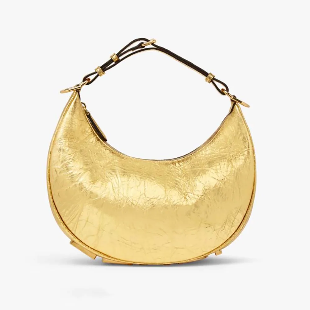 Fendi Fendigraphy Small Gold Laminated Leather Bag for Women