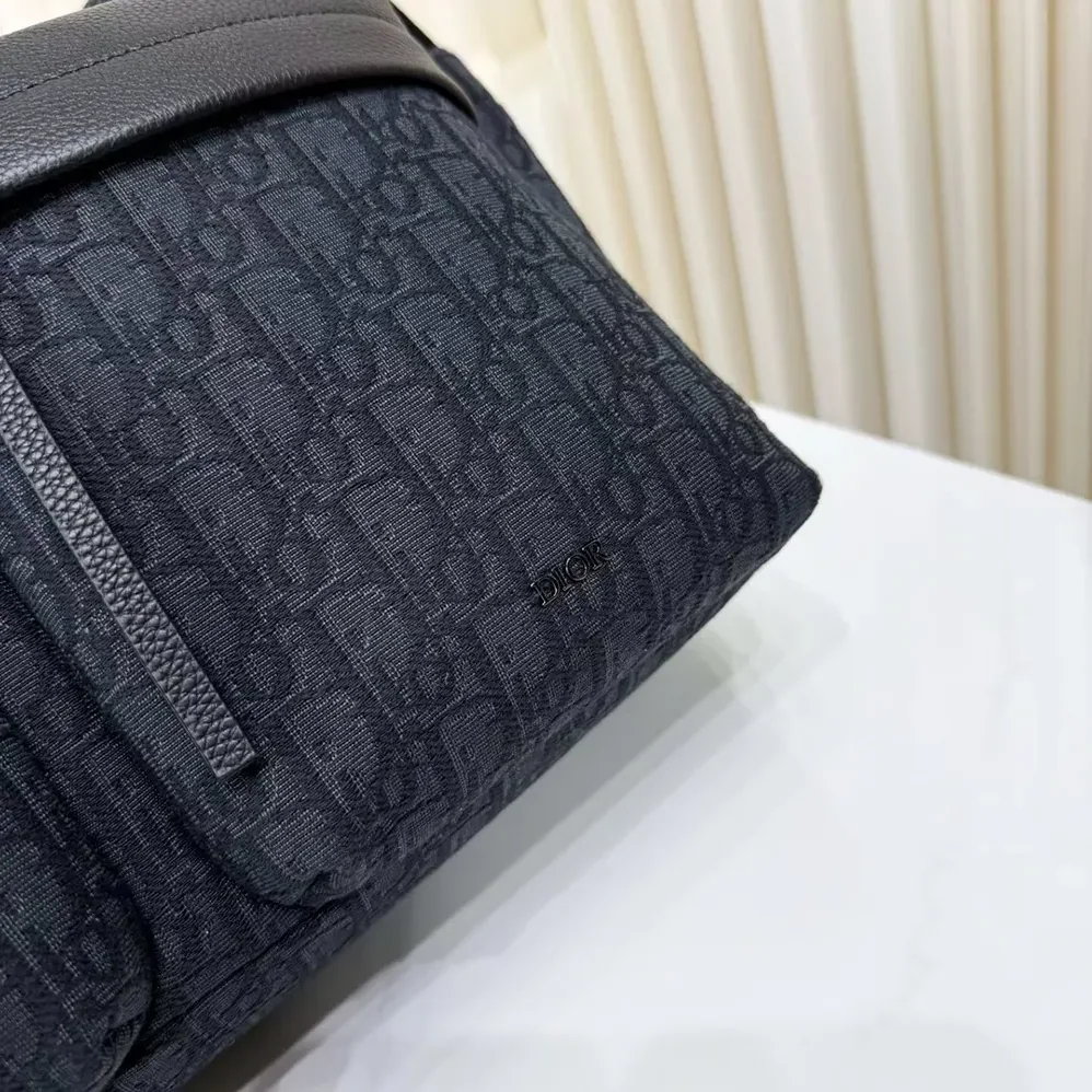 Dior Medium Rider Soft Hobo Bag Black Dior Oblique Jacquard and Black Grained Calfskin for Men Dior Medium Rider Soft Hobo Bag Black Dior Oblique Jacquard and Black Grained Calfskin for Men