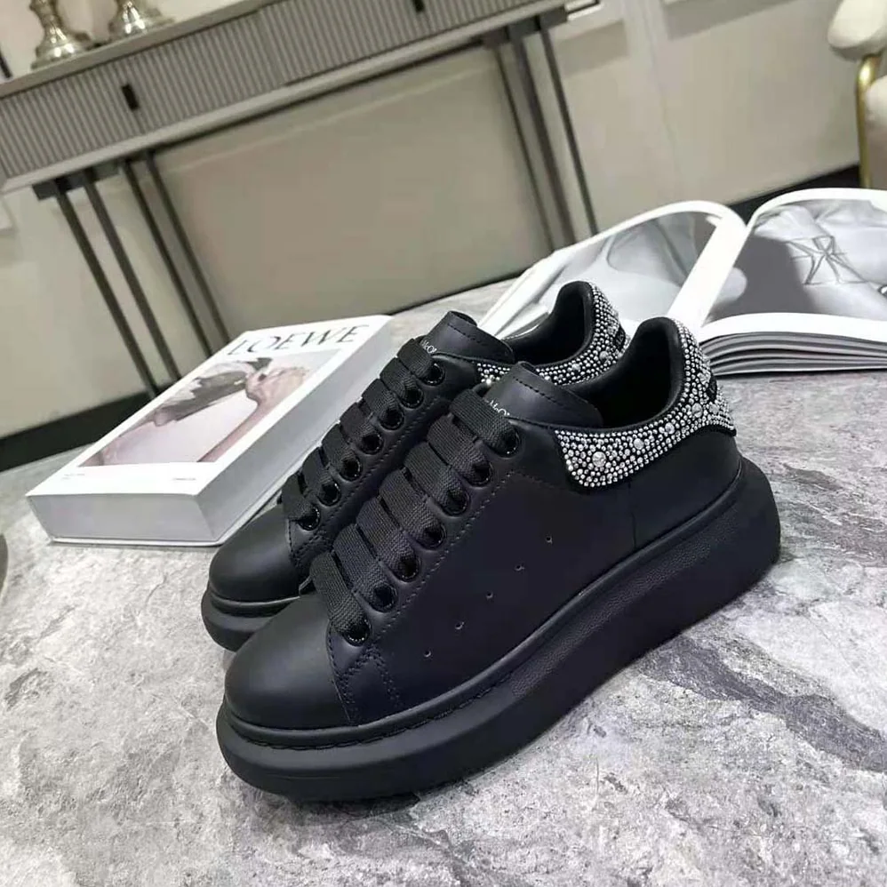 Alexander Mcqueen Oversized Sneaker Black Smooth Calf Leather for Women