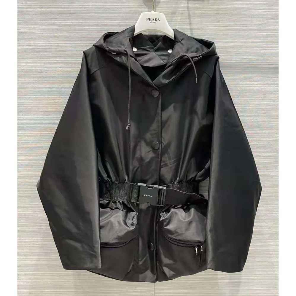 Prada Re-Nylon Gabardine Blouson Jacket for Women in Black