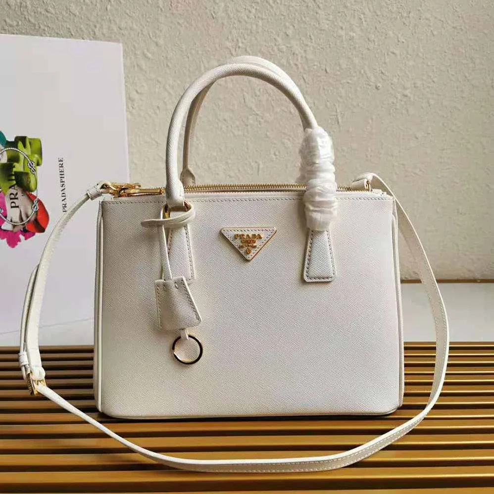 Prada Small Saffiano Leather Prada Galleria Bag for Women in White Prada Small Saffiano Leather Prada Galleria Bag for Women in White