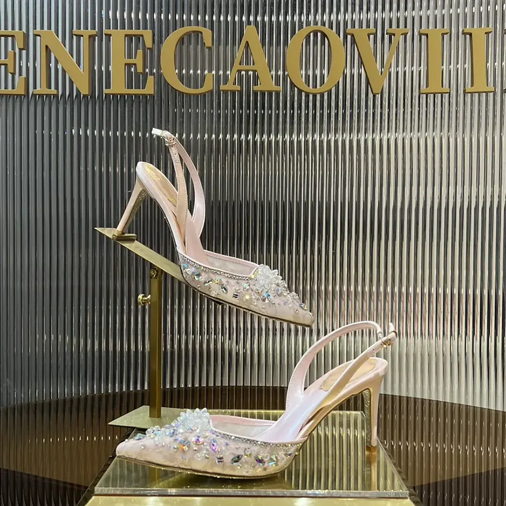 Rene Caovilla Pink Slingbacks Cinderella 75 for Women